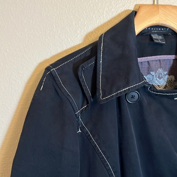 Sanctuary Black Cotton Trench Coat - Picture 3 of 12